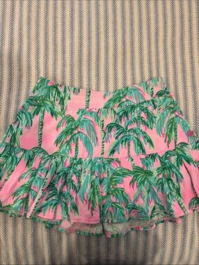 Lilly Pulitzer Pink Palm-Print Ruffle Skort